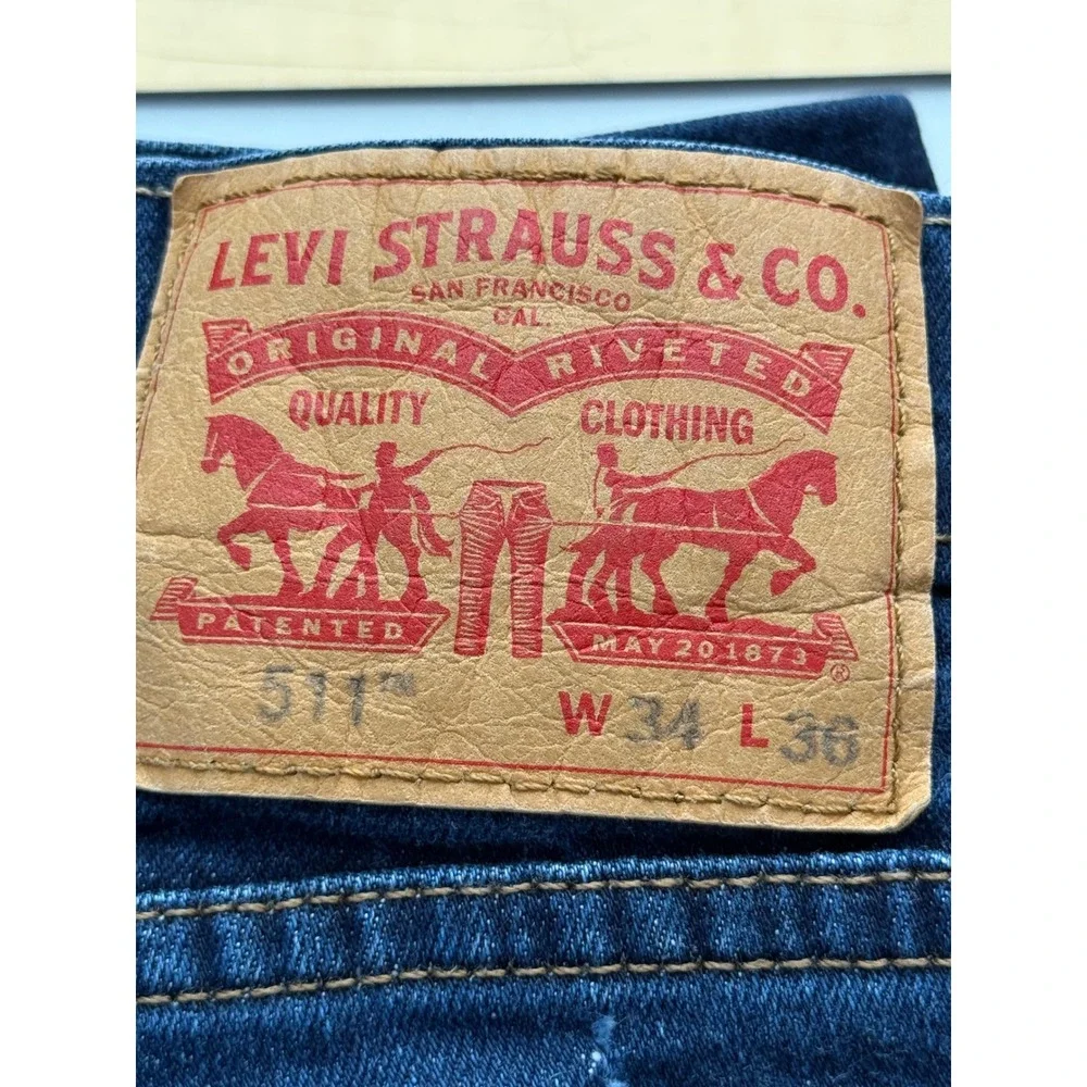 Levis 511 Slim Fit Jeans Mens W34 L36 Dark Wash Blue Denim 04511-1042